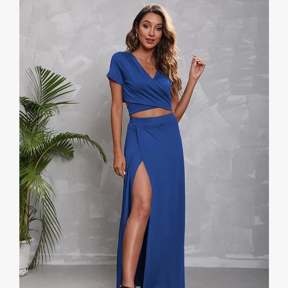 Women’s Royal Blue Two-Piece Maxi Dress